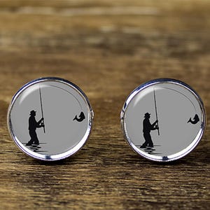 Fly Fisherman cufflinks, Fishing jewelry, Fisherman accessories