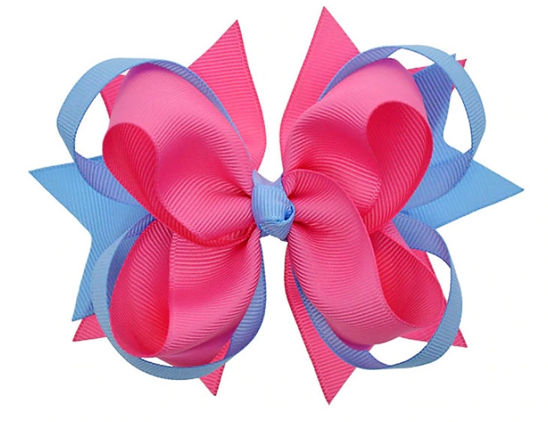 Blue and Pink Hair Bow Set - wide 7