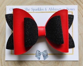 Red & Black Hair Bow, Black Red Hair Bows, Team Sprit Hair Bow, Girls Hair Bows, Toddler Hair Bows