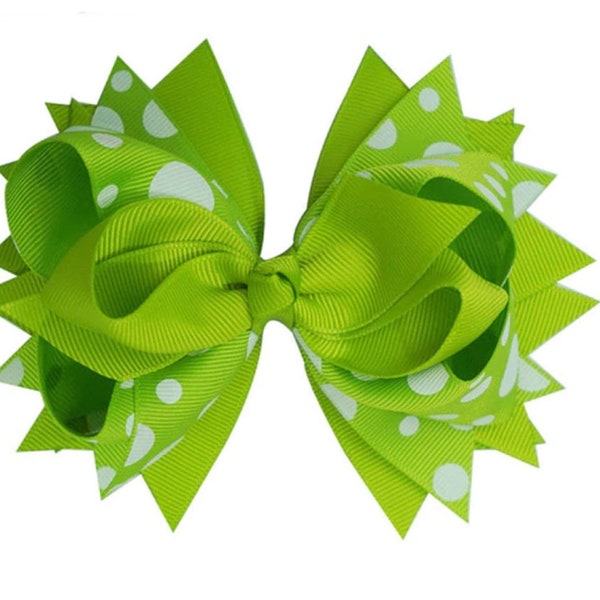 5.5" Hair Bows, Lime Green Hair Bow, Boutique Hair Bow, Stacked Hair Bow, Girls Hair Bows, Kiwi Hair Bows, Stacked Hair Bow, Girls Hair Bows