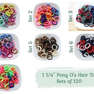 Elastic Hair Ties, Pack of 120, Ponytail Hair Ties, Pigtail Elastic Hair Ties, Pony O's,  Hair Ties, Hair Elastics