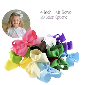 4&quot; Hair Bows, 25+ Colors, Choose Your Colors, Toddler Hair Bows, Girls Hair Bows, Grosgrain Ribbon Hair Bows, 4 inch Hair Bows, Hair Clips