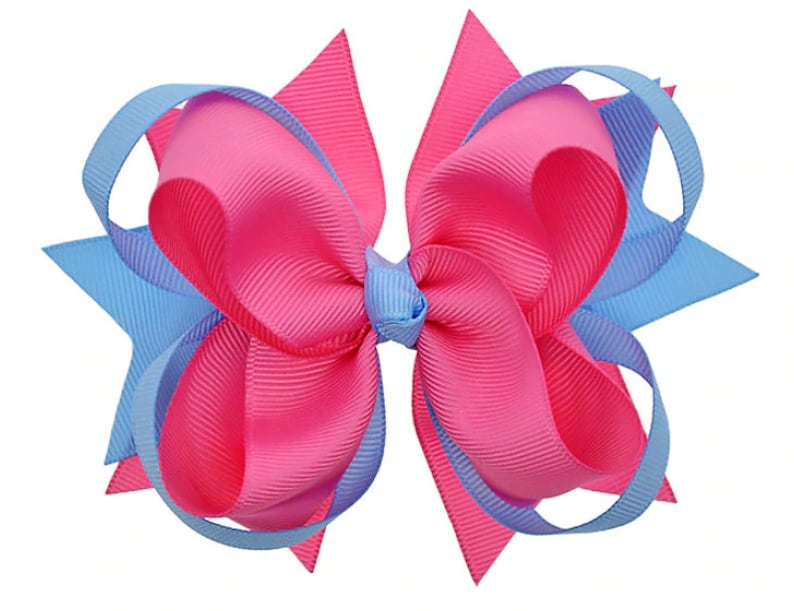 Blue & Pink Hair Bows Girls 5 Pink and Blue Hair Bows Etsy