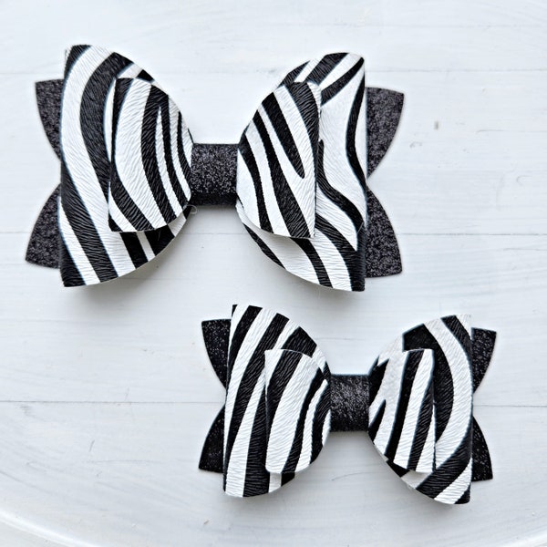 Black and White Hair Bow, 5" Zebra Print Hair Bow, Girls Hair Bows, Toddlers Hair Bow, Animal Print Bows, Black Hair Bow