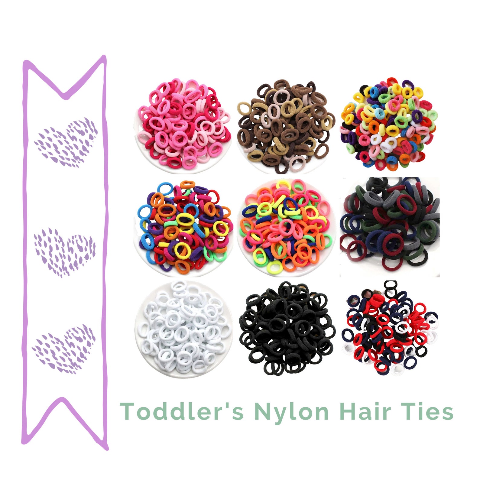 Baby Hair Ties Toddler Nylon Elastic Hair Ties Pack of 100 Etsy