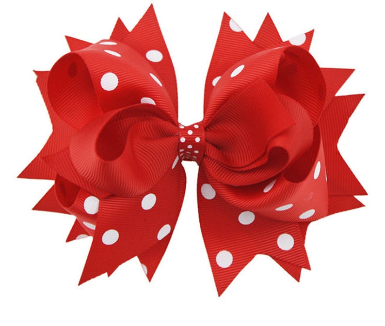 Red and White Hair Bow Boutique Hair Bows Girls Hair Bow Red and White Polka Dot Hair Bow 5.5 Hair Bows Stacked Hair Bow Red Hair Bow