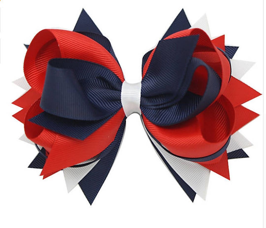5 Red White & Blue Hair Bow, Girls Hair Bows, Boutique Hair Bows