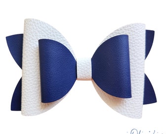 Hair Bow, Girls 5" Hair Bows, Navy & White Hair Bow, Navy White Polka Dot Hair Bow, Navy Blue White Hair Bows, Boutique Bow, Toddler Bow