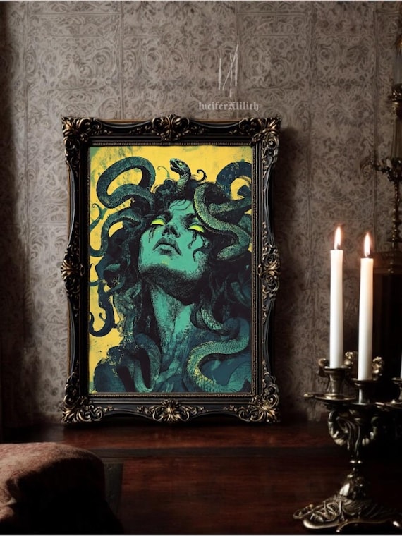 Medusa Art Print | Dark Academia, Gothic Mythology Decor