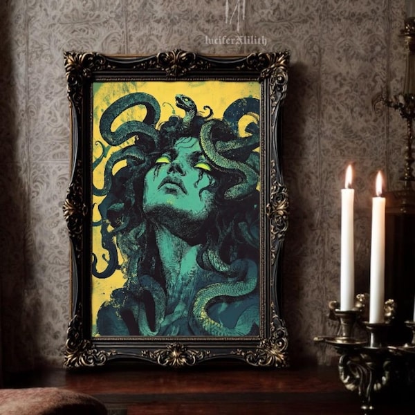 Lámina artística de Medusa / Dark Academia, decoración de mitología gótica