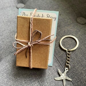 Starfish Story Keychain with Printout - Thank you gift -great gift for teachers, nurses, therapists, ect.