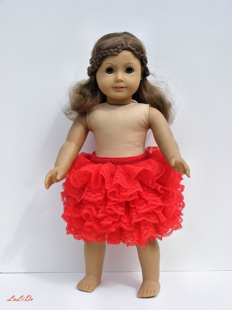 Doll's red skirt 18 inch doll tutu skirt doll lace Etsy