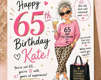 Personalised 65th Birthday Card | Woman Still Rocking It (5.8 x 5.8 inches)