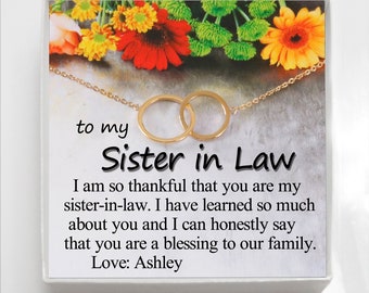 Sister in Law  Gift ,  Christmas Gift for Sister in Law,  Gift for Step Sister, Gift for Unbiological Sister , Interlocking Circles