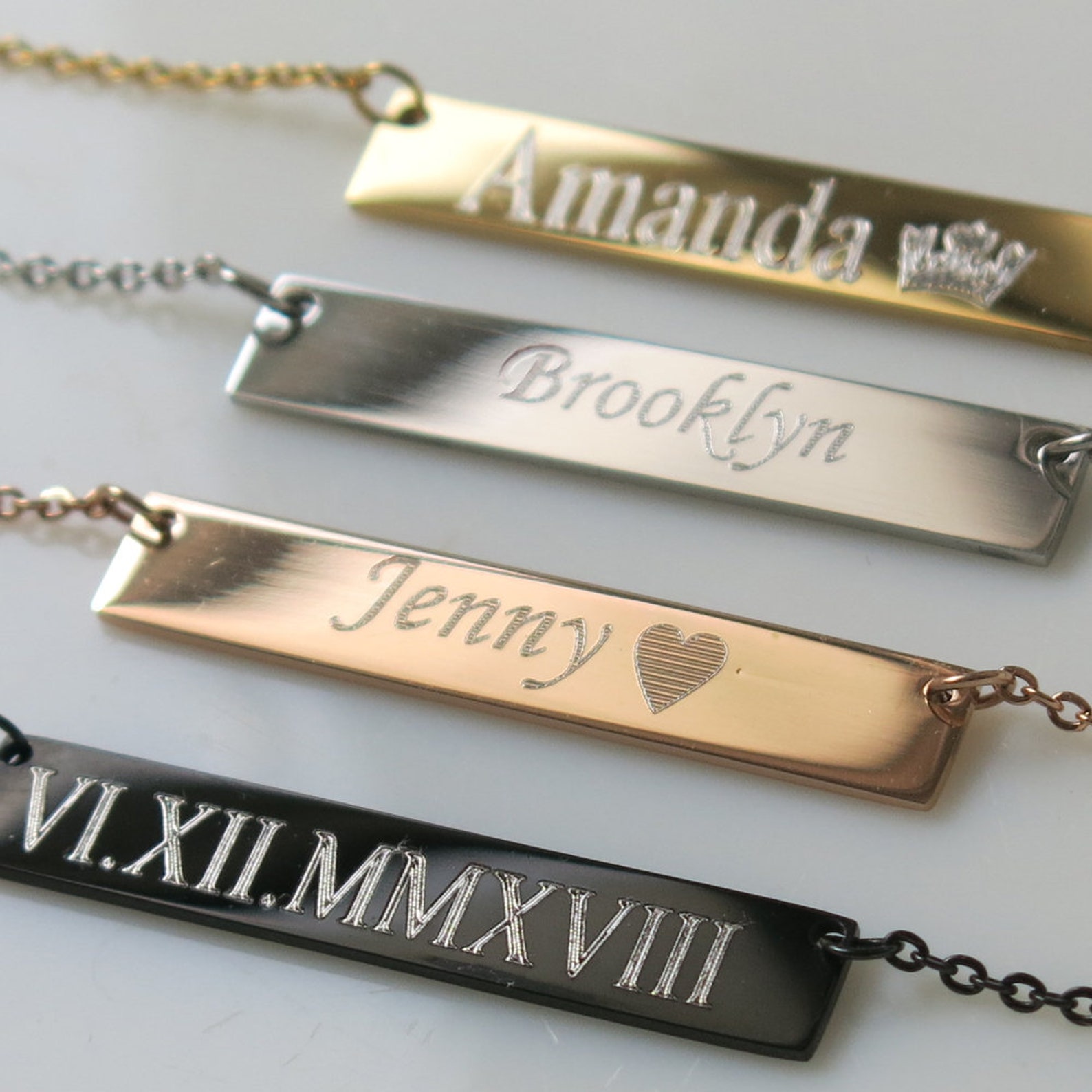 Silver Name Necklace Letter Necklace Gold Name Necklace Bar Etsy Denmark