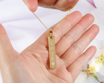 Michelle Obama 'Vote' necklace Custom Vertical Necklace      Mother's Day Gift   Personalized Jewelry