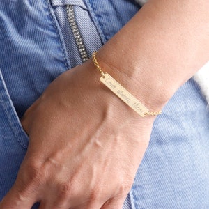 Sterling Silver Personalized Bar Bracelet Necklace, Custom Date Bracelet, Roman Numerals Custom Name Gold bar Bracelet Nameplate Necklace