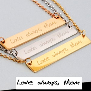 Handwriting jewelry,Handwriting Bar Necklace,Actual Signature Jewelry,Silver Bar Necklace,Memorial Gift-Mother&#39;s  gift ,925 Sterling Silver