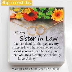 Sister in Law Gift, Sister in Law Necklace ,Sister-in-Law Christmas Gift ,  for Unbiological Sister Gift