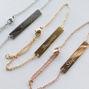 Personalized Bar Bracelet, Custom Date Bracelet, Roman Numerals Custom Name Gold bar Bracelet Nameplate, Monogram Bracelet, Bridesmaid gift