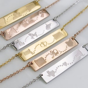 State Necklace, Couples Necklace , Couples Jewelry, Long Distance Relationship,  Gift for Couples .