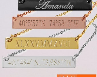Personalized Coordinates Necklace,Coordinate Necklace,Custom Coordinates,Location Necklace .