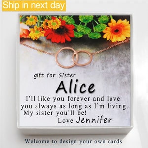 Sister Necklace, Sister Gift, Sister Jewelry Gift for Sister, Sister Birthday Gift, Big Sister Gift, Giggles,  Interlocking Circles