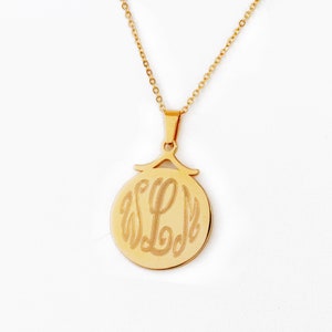 Personalized Monogram Necklace, 14K Gold Monogram Necklace,3 Initial Monogram Necklace,1.2&quot; inch Monogrammed Gifts for Girl, Women.