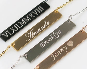 Personalize Bar Necklace, Gold  Bar Necklace,Name Necklace ,Custom Necklace,Custom Bar Necklace.