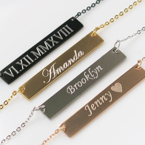 Personalize Bar Necklace, Gold  Bar Necklace,Name Necklace ,Custom Necklace,Custom Bar Necklace.