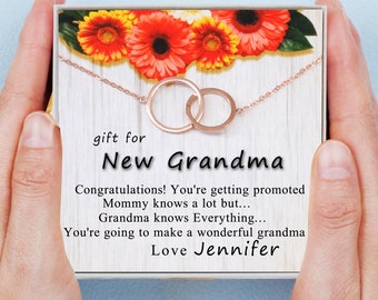 New Grandma Gift, Promoted to Grandma pregnancy reveal Gift for New Grandmother Gift Eternity Necklace.