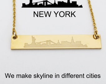 Skyline Necklace, Home City Necklace, New York City Skyline,  Boston Necklace, Chicago Necklace