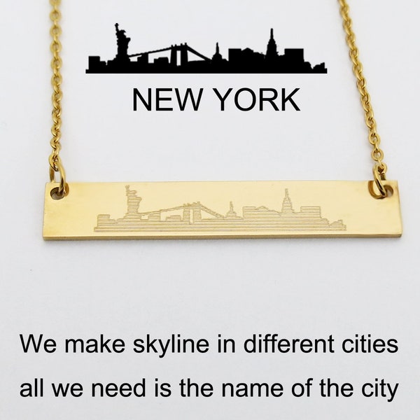 Skyline Necklace, Home City Necklace, New York City Skyline,  Boston Necklace, Chicago Necklace