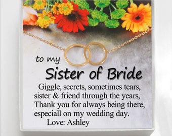 Sister of the Bride Gift , Sister Wedding Gift from Bride to Sister, Rehearsal Dinner Gift to Sister on Wedding Day