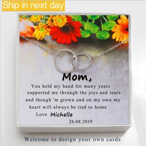Mother of the Bride Gift,Wedding Gift, from Daughter , from Bride Eternity Necklace Mom of Bride Gift To Mom from Bride,with Message Card