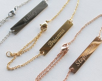 Personalized Bar Bracelet, Custom Date Bracelet, Roman Numerals Custom Name Gold bar Bracelet Nameplate, Monogram Bracelet, Bridesmaid gift