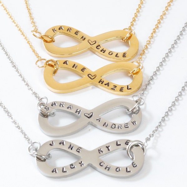 Infinity Name Necklace, Personalized Infinity Necklace, Three Name Necklace Silver,Gold,   Name Necklace For Mom,  Custom Family Necklace