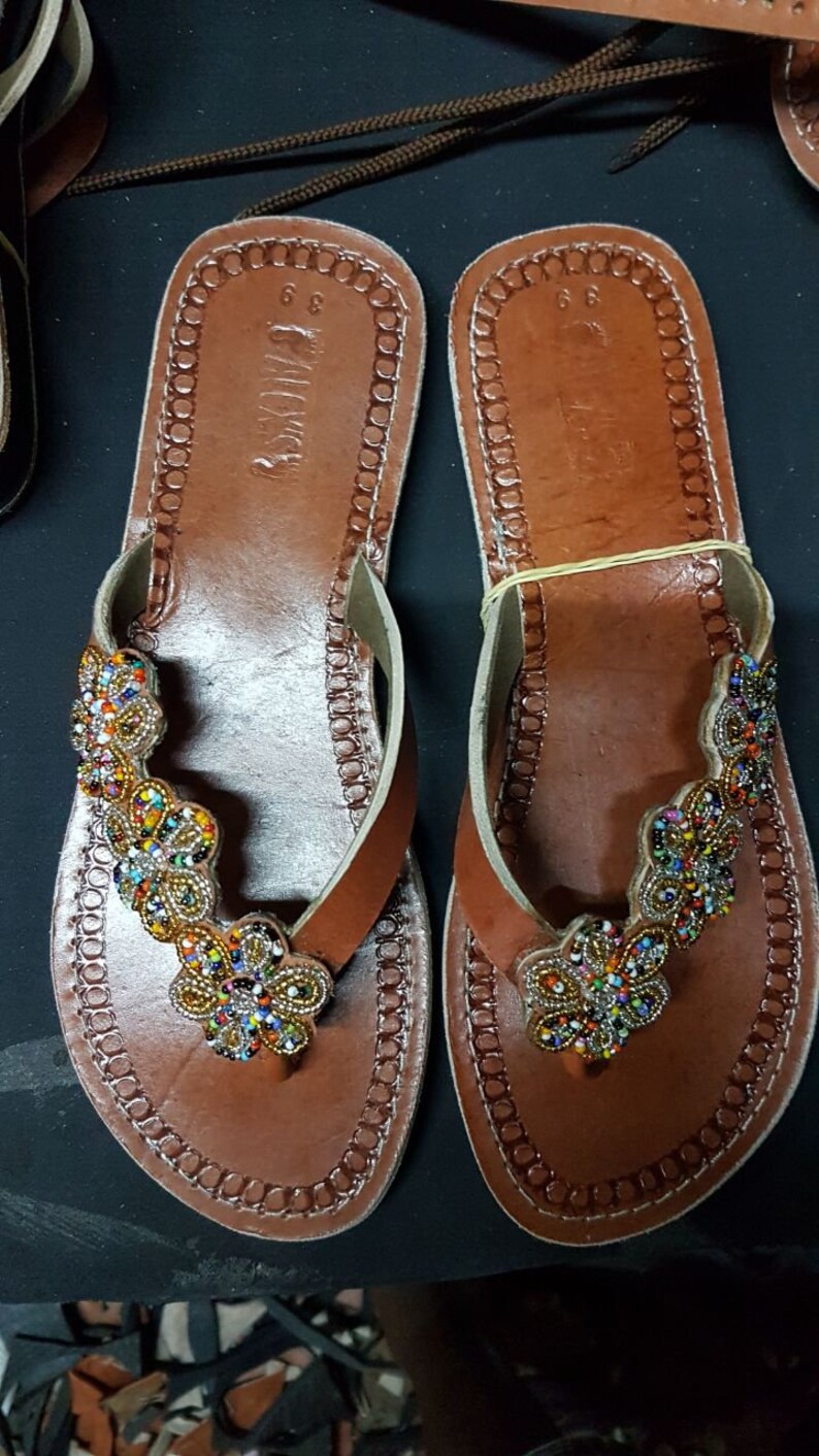 colorful beaded sandals
