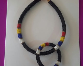 maasai necklace / beaded necklace / necklace bracelet set / African Jewelry