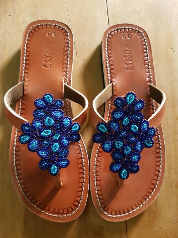 maasai sandals tribal sandals beaded sandals leather sandals