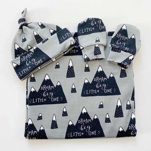 Boy Personalized Swaddle Blanket & Hat Set Baby Receiving Etsy