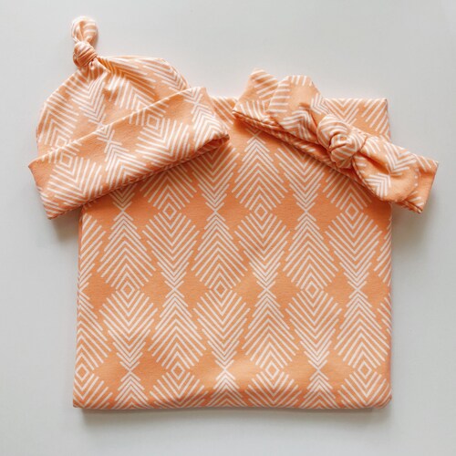 Swaddle Blanket Set Hat or Headband Baby Girl Boy Newborn Etsy