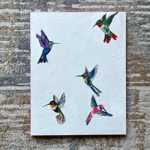 Hummingbird Acrylic Painting on Canvas (13.5x18in)