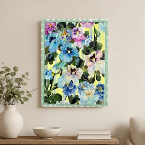 Inspiriertes Stiefmütterchen Gemälde: Acryl Blumen Kunst auf Leinwand
