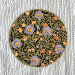 Floral Acrylic Painting: Lavender & Purple Flowers, Folk Art Style