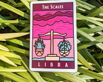 Libra Zodiac Tarot Card Sticker