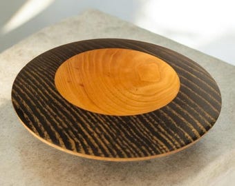 Decorative ash bowl woodturning liming wax patterned wooden bowl