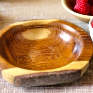 Live edge laburnum ornamental bowl turned decorative natural wood