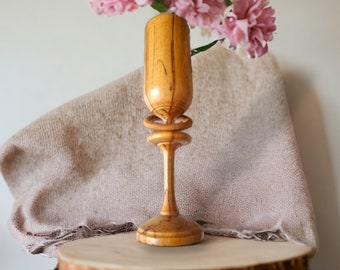Decorative tall slim ornamental  Spalted beech goblet with turned captive ring