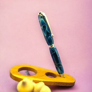 gepolijste blauwe pen acryl swirl Elegante draaibank gedraaide pen stijlvol schrijven stationaire kantoorbenodigdheden